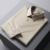 ieftine cămăși pentru bărbați fără călcat-Bărbați Cămașă de Costum Cămașă fără călcat Culoare solidă / simplă Nuntă Birou și carieră Albastru Deschis Negru Alb Albastru Marin Închis Manșon Lung Răsfrânt Primavara vara Îmbrăcăminte