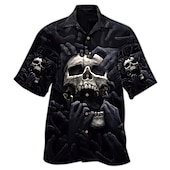 abordables Camisas estampadas para hombre-Hombre Comida Letra Camisa Abotonar la camisa Manga Corta Tropical Moda Hawaiano Exterior Diario Playa Verano Primavera Cuello Vuelto Estampado Abotonar Negro Negro / Verde Amarillo Verde Claro Negro