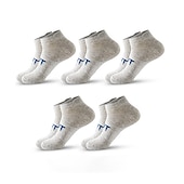 abordables calcetines de hombre-Hombre 5 pares Calcetín Calcetines hasta el Tibio Calcetines de Deporte Calcetines Cortos Negro Blanco Color Plano Casual Diario Básico Medio Verano Primavera Otoño Elegante Tradicional / Clásico