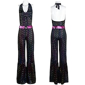 levne oblečení-70. léta hippie kostým na diskotéce retro vintage 70. léta zvonové kalhoty kombinéza košilový outfit pánský dámský párový kostým na maškarní vintage cosplay party
