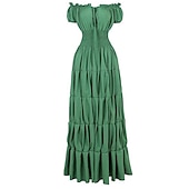 economico Vestito-Medievale Rinascimento Abito da cocktail Sguardi Contadini Camicia da notte irlandesi Fiera del Ren A palloncino Pirata Vichingo Straniero Senza spalline Con Volant Per donna Celtico Costumi da