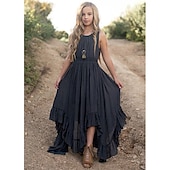 preiswerte Partykleider-kinderkleidung Mädchen Party Kleid Feste Farbe Ärmellos Hochzeit Pegeant Prinzessin Süß Baumwolle Maxi abendkleider Sommerkleid Blumenmädchenkleid Sommer Frühling 5-12 Jahre Weiß Rosa Orange