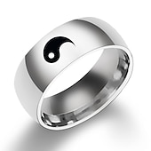 cheap Men&#039;s Jewelry-stainless steel black yin yang tai chi ring band for men/best friend//boyfriend (his size 11)