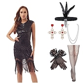 levne oblečení-Šaty Gatsby z 20. let se sadou doplňků z 20. let dámské flitry střapec třásňový kostým retro vintage cosplay party a večerní koktejlové šaty