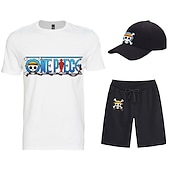 baratos Gráfico de personagem de desenho animado e filme-One Piece Monkey D. Luffy Japonesa/Curta Calção Boné de Baseball Imprimir Arte Gráfica Para Homens Adulto Hot Stamping Casual / Diário