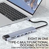 Недорогие USB-концентраторы-док-станция usb type c usb c hub 3.0 адаптер 8 в 1 hdmi устройство чтения карт памяти sd/tf для macbook air ipad периферийные устройства для портативных компьютеров