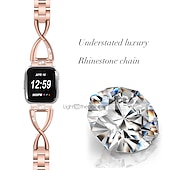 preiswerte Fitbit-Uhrenarmbänder-Uhrenarmband für Fitbit Versa 2 / Versa Lite / Versa SE / Versa Edelstahl Strass Ersatz Gurt Bling-Diamant Schmuck Armband Armband