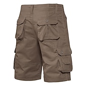 cheap Outdoor-Men's Cargo Shorts Shorts Bermuda shorts Pocket Plain Comfort Breathable Outdoor Daily Going out Casual Big and Tall Dark Brown Black