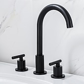 halpa Kaksikahvaiset-laajalle levinnyt kylpyhuoneen pesualtaan hana, 360 kääntyvä messinki 3 reikää 2 kahvaa pesuallashana asennettuna, pesuhuoneen pesuallas vesihana kuuma- ja kylmäletkulla