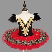 voordelige Kinderdanskleding-Kinderdanskleding Ballet Tutu-jurk Kleding Strass Kant Borduurwerk Voor meisjes Prestatie Opleiding Korte mouw Hoog Netstof Spandex