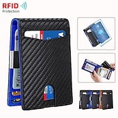 economico porta carte e custodie-Portafoglio portacarte in fibra di carbonio con chiusura magnetica protezione multi carte di credito per donne e uomini