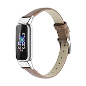 billige Fitbit klokkebånd-Reim til Smartklokke Kompatibel med Fitbit Luxe Ekte lær Smartklokke Stropp Justerbar Kvinner menn Sportsrem Erstatning Armbånd