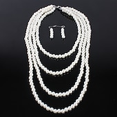 abordables Accesorios y más-Pendientes collar de perlas gargantilla 2 uds accesorios de aleta retro vintage 1920s aleación para rugir 20s flapper cosplay disfraz de mujer joyería de moda
