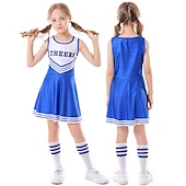 levne Dětské kostýmy-Dívčí Roztleskávačky Tanečník Výkon Tanec Šaty Více doplňků Klasické &amp; nadčasové Polyester Zářivě rudá Černá Modrá Šaty Ponožky Sada příslušenství