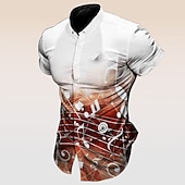 preiswerte Musik und Gitarren-Herren Musik Noten Pano Keys Hemd Knopfhemd Kurzarm Mode Streetwear Designer Outdoor Straße Täglich Sommer Frühling Umlegekragen Druck Button-Down Schwarz Weiß Gelb Rote Purpur