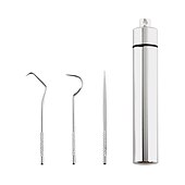 economico Sbiancante per denti-stuzzicadenti in acciaio inossidabile set tascabile filo interdentale portatile stuzzicadenti riutilizzabili in metallo kit per la pulizia dei denti con portachiavi per picnic all&#039;aperto campeggio in