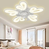 preiswerte Deckenventilator-Leuchten-LED-Deckenventilatoren dimmbar mit Fernbedienung Contral Blumendesign 20 &quot;/ 39&quot; 5/9-Köpfe Unterputz-Deckenleuchte Acryl-Lampenschirm-Kronleuchter Schlafzimmer Wohnzimmer
