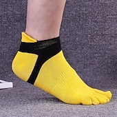 cheap Men&#039;s Socks-Men&#039;s 3 Pairs Ankle Socks Sport Socks / Athletic Socks Toe Socks Low Cut Socks Black Yellow Color Color Block Daily Wear Vacation Weekend Patchwork Medium Summer Spring &amp;  Fall Stylish Casual