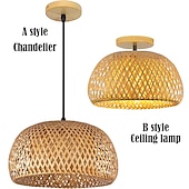 cheap Lantern Design-Creative Handmade Bamboo Weaving Natural Wind Ceiling Chandelier E27/E26 Base Ceiling Lighting Hanging Lamp Suitable for Study Coffee Shop Restaurant Rar AC110V AC220V