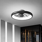 cheap Ceiling Fan Lights-Ceiling Fans with Lights Flush Mount Low Profile Indoor Ceiling Fan,21&quot; Dimmable Bladeless Ceiling Fans with Remote Control,Smart 3 Colors 6 Speeds Reversible