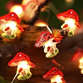 economico Striscie luci a batteria-Decorazione A Fungo Cottagecore Per La Camera Da Letto Con Luci A Forma Di Fungo Alimentate A Batteria Lampadario A Fungo Per Camera Da Letto Dormitorio Festa Di Natale Matrimonio Patio Decorazione