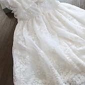 abordables Robes à Fleurs pour Filles-Robe de Demoiselle d&#039;Honneur Fille Fille Robe Robe de princesse Robe de fête Ecole Formel Mariage Elégant Décontractées Imprimer Garniture en dentelle Couleur Pleine Sans Manches Col Ras du Cou