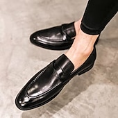 levne Poloformální-pánské hnědé penny mokasíny z umělé kůže – klasické slip-on společenské boty pro podnikání, kancelář a formální příležitosti