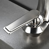 cheap Classical-Bathroom Sink Mixer Faucet, Single Handle One Hole Washroom Basin Taps Chrome Finish Bathroom Faucet with Hot and Cold Water Hose