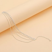 preiswerte Fußkettchen-Knöchel-Armband Damen Körperschmuck Für Festtage Strand Strass Aleación Silber 1 PC