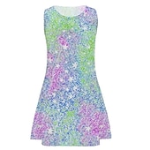cheap 3D Shining Vision Dress-Girls&#039; 3D Graphic Dress Sleeveless 3D Print Summer Spring Vacation Daily Holiday Cute Casual Sweet Kids 3-10 Years Strap Dress A Line Dress Above Knee Regular Fit