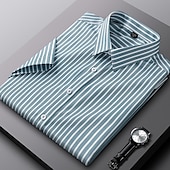 economico camicie da uomo no stiro-Per uomo Camicie Camicia a righe Camicia non stirabile Banda Matrimonio Da mare Nero Verde chiaro Rosso Blu reale Manica corta Collo ripiegabile Per tutte le stagioni Abbigliamento Bottone giù