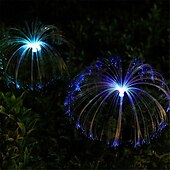 halpa Maisemavalot-2kpl värikäs kaltevuus aurinkokuitu meduusavalo - voikukan led polku puutarhatunnelmakoristelu, vedenpitävä ulkonurmikon ja pihan värivalo