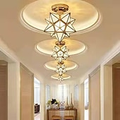 cheap Ceiling Lights-LED Ceiling Light 10&quot; Geometric Shapes Flush Mount Lights Plastic Copper Artistic Style Formal Style Ceilling Light for Corridor Porch Bar Creative Loft Balcony Lamps 110-240V