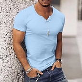 economico magliette di base-Per uomo Maglietta Maniche Corte Scollo a V Estate Semplice Streetwear Elegante Stile Moderno Vacanza Uscire Casual Quotidiano Nero Bianco Rosa Maglietta Top per Uomo