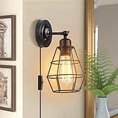 billiga Vägglampor för inomhusbelysning-led vägglampa plug-in trådbur vägglampa industriell vägglampa med sladd rustik vägglampa på/av-brytare retro vägglampa för sänggavel sovrum