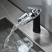 economico Classici-rubinetto miscelatore lavabo bagno a cascata, rubinetti monocomando per lavabo monocomando con tubo flessibile acqua calda e fredda rubinetto monoblocco in ottone per vasca da incasso
