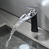 economico Classici-rubinetto miscelatore lavabo bagno a cascata, rubinetti monocomando per lavabo monocomando con tubo flessibile acqua calda e fredda rubinetto monoblocco in ottone per vasca da incasso