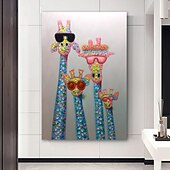 preiswerte Tiergemälde-Ölgemälde handgemachte handbemalte Wandkunst abstrakte Giraffe Kinderzimmer Dekoration Dekor gestreckter Rahmen fertig zum Aufhängen