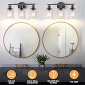 abordables Appliques de salle de bain-éclairage de salle de bain vanité lumière 3 lumières applique murale éclairage en laiton brossé salle de bain lumière avec abat-jour en verre clair salle de bain applique murale applique murale pour