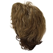 cheap Older Wigs-Synthetic Short Wigs for White Women Sandy Blonde Wig with Bangs Mix Brown Color Curly Wig Hair Ombre Elderly Wig Mom