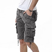 baratos Clássico-Homens Bermuda Cargo Calção Shorts de Trilha Bolsos Tecido Conforto Respirável Comprimento do joelho Trabalho Casual Diário Moda Roupa de rua Exército verde açafrão