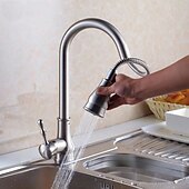 economico Doccetta-sostituzione della testa del rubinetto della cucina cromata nera spazzolata, accessori per raccordi di fissaggio dell&#039;ugello della testa dello spruzzatore del rubinetto estraibile, adattatore per beccuccio a prova di spruzzi di aerazione