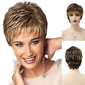 economico parrucca più vecchia-capelli sintetici parrucche corte parrucca biondo platino con frangia parrucche da donna per donne acconciature naturali vendita cuffia per parrucca gratis