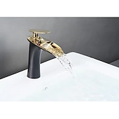 economico Classici-rubinetto miscelatore lavabo bagno a cascata, rubinetti monocomando per lavabo monocomando con tubo flessibile acqua calda e fredda rubinetto monoblocco in ottone per vasca da incasso