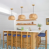 cheap Lantern Design-Creative Handmade Bamboo Weaving Natural Wind Ceiling Chandelier E27/E26 Base Ceiling Lighting Hanging Lamp Suitable for Study Coffee Shop Restaurant Rar AC110V AC220V