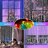 billige Solstrengelys-300leds solcellegardinlys utendørs innendørs solcellestrenglys utendørs vanntette eventyrvindulys blinklys 8 moduser juledekorasjon for hjemmehage uteplass bryllupsfest