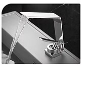 economico Classici-Rubinetto miscelatore lavabo a cascata, rubinetti lavabo lavabo monocomando lavabo monocomando con tubo caldo e freddo, monoblocco vaso acqua rubinetto in ottone montato a ponte