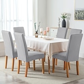economico Fodera per sedia da pranzo-Coprisedia da pranzo 2 pezzi, coprisedia elasticizzato in velluto bordeaux, coprisedia lavabile in spandex con protezione inferiore elastica, motivo floreale in stile fattoria per sala da pranzo,