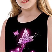 tanie Sukienka motyl 3D-Dzieci Dla dziewczynek Sukienka Graficzny Motyl Bez rękawów Na zewnątrz Codzienny Moda Śłodkie Codzienny Poliester Nad kolano Codzienne sukienki Sukienka A line Sukienka na szerokich ramiączkach Lato