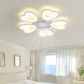 preiswerte Deckenventilator-Leuchten-LED-Deckenventilatoren dimmbar mit Fernbedienung Contral Blumendesign 20 &quot;/ 39&quot; 5/9-Köpfe Unterputz-Deckenleuchte Acryl-Lampenschirm-Kronleuchter Schlafzimmer Wohnzimmer
